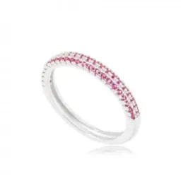 ANEL APARADOR ZIRCONIA ROSA DUAS FILEIRA 23