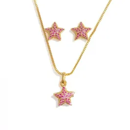 CONJUNTO INFANTIL ESTRELA ZIRCONIA ROSA