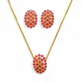 CONJUNTO OVAL ZIRCONIA ROSA