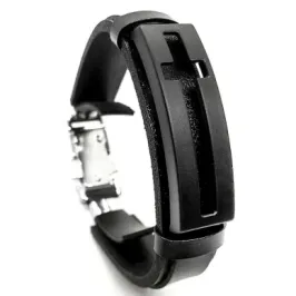 PULSEIRA MASCULINA CRUZ VAZADA COURO PRETO