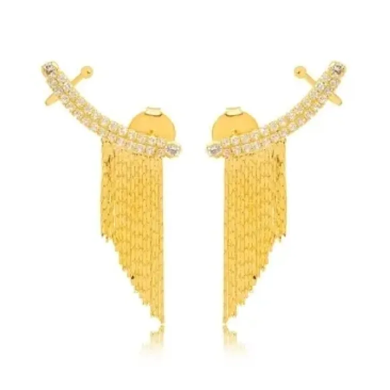 BRINCO EAR CUFF FRANJA ZIRCONIA CRISTAL