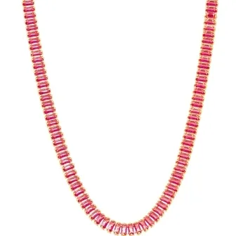 COLAR CHOKER BAGUETE QUARTZO ROSA