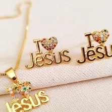 CONJUNTO I LOVE JESUS ZIRCONIA COLOR