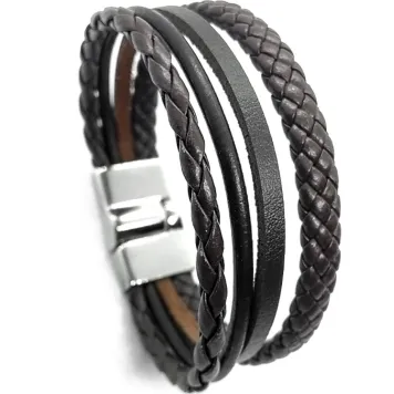 PULSEIRA MASCULINA TIRAS MARROM