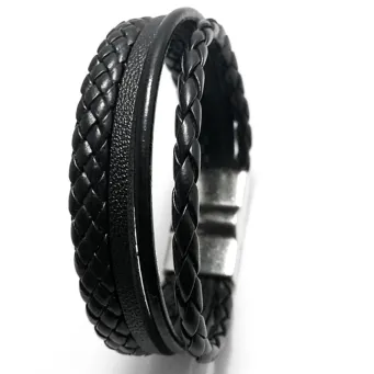 PULSEIRA MASCULINA TIRAS PRETA