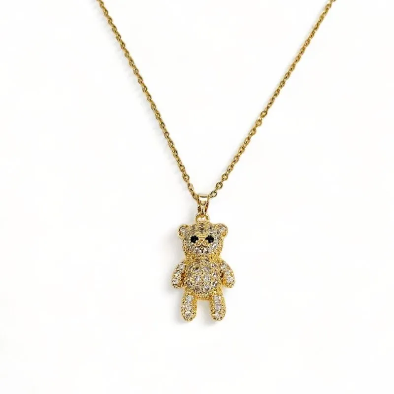 COLAR PINGENTE URSO ZIRCONIA COLOR